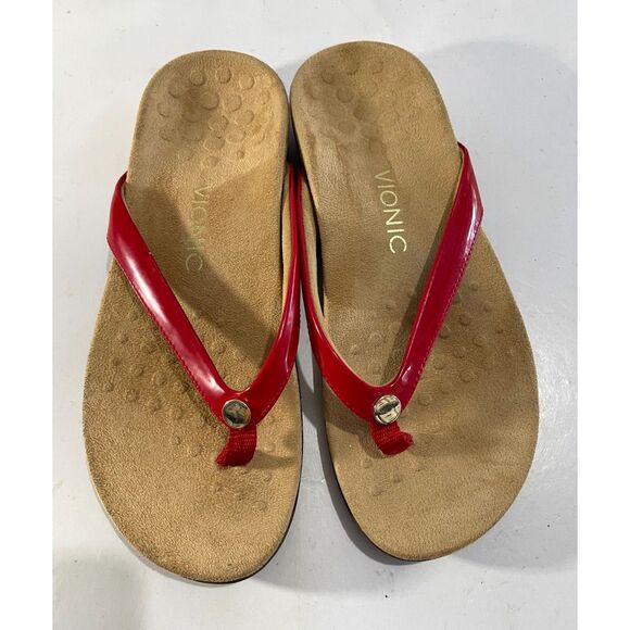 Vionic Rest Jen comfort thong sandals holiday festive red casual women 9 - Picture 1 of 6